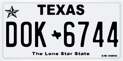 TX license plate DOK6744