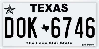 TX license plate DOK6746