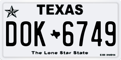 TX license plate DOK6749