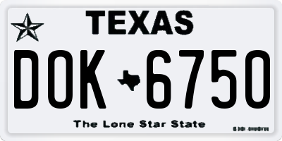 TX license plate DOK6750