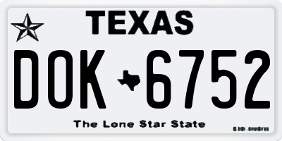 TX license plate DOK6752