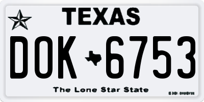 TX license plate DOK6753