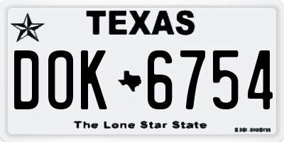 TX license plate DOK6754
