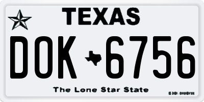 TX license plate DOK6756