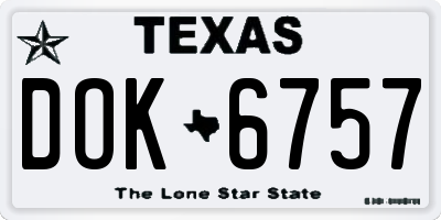 TX license plate DOK6757