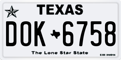TX license plate DOK6758