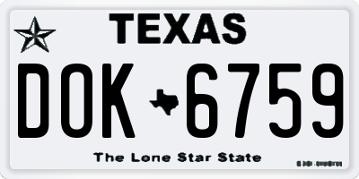 TX license plate DOK6759