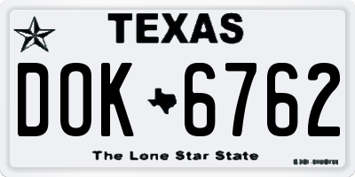 TX license plate DOK6762