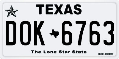 TX license plate DOK6763