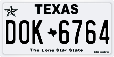 TX license plate DOK6764