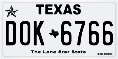 TX license plate DOK6766