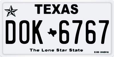 TX license plate DOK6767