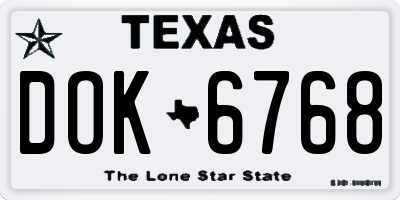 TX license plate DOK6768