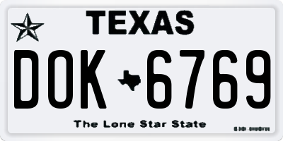 TX license plate DOK6769