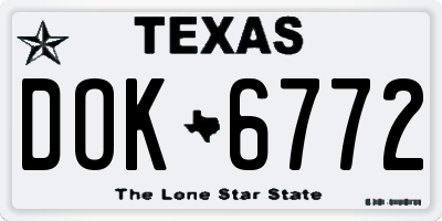 TX license plate DOK6772