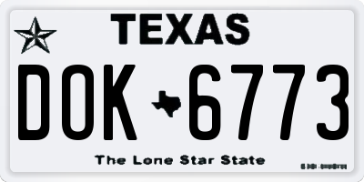 TX license plate DOK6773