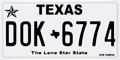 TX license plate DOK6774