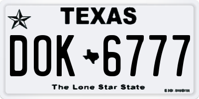 TX license plate DOK6777