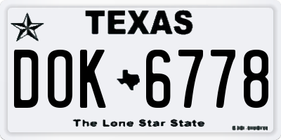 TX license plate DOK6778