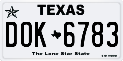 TX license plate DOK6783
