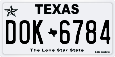 TX license plate DOK6784