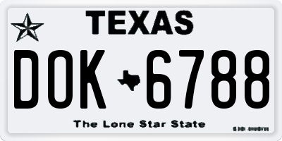TX license plate DOK6788
