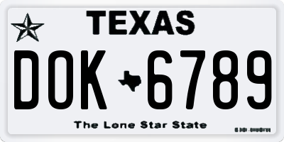 TX license plate DOK6789