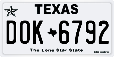 TX license plate DOK6792