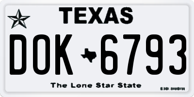 TX license plate DOK6793
