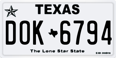 TX license plate DOK6794