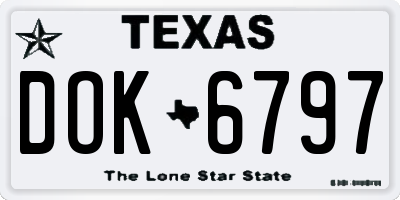 TX license plate DOK6797