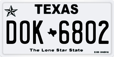 TX license plate DOK6802