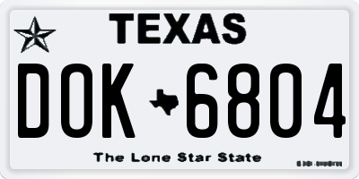 TX license plate DOK6804