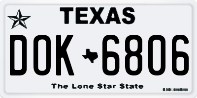 TX license plate DOK6806