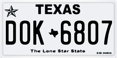 TX license plate DOK6807