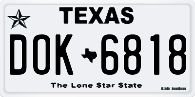 TX license plate DOK6818