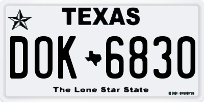TX license plate DOK6830