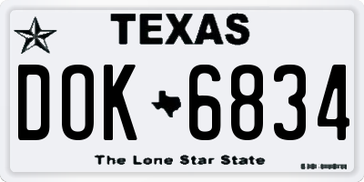 TX license plate DOK6834