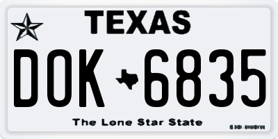 TX license plate DOK6835