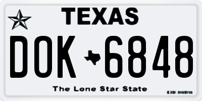 TX license plate DOK6848