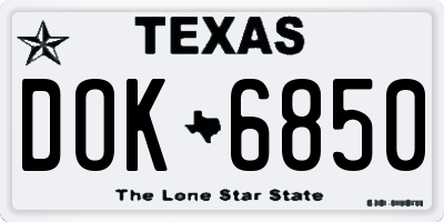 TX license plate DOK6850