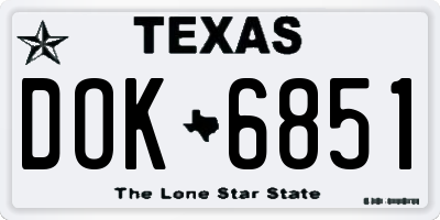 TX license plate DOK6851