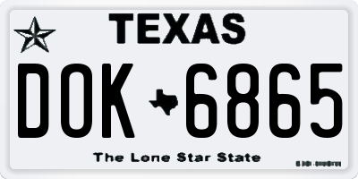 TX license plate DOK6865
