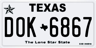 TX license plate DOK6867