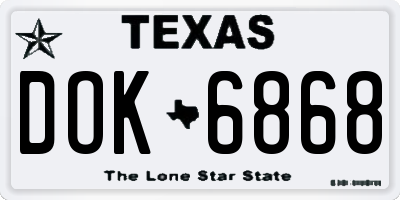 TX license plate DOK6868