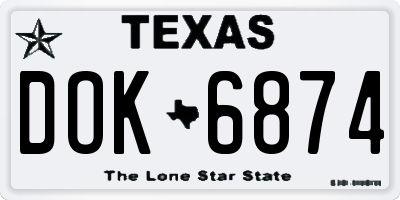 TX license plate DOK6874