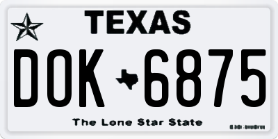 TX license plate DOK6875