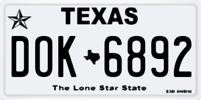 TX license plate DOK6892