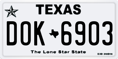 TX license plate DOK6903