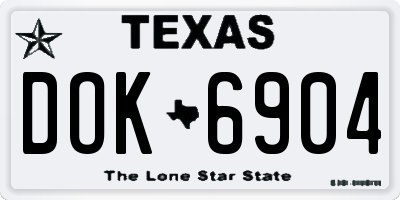 TX license plate DOK6904